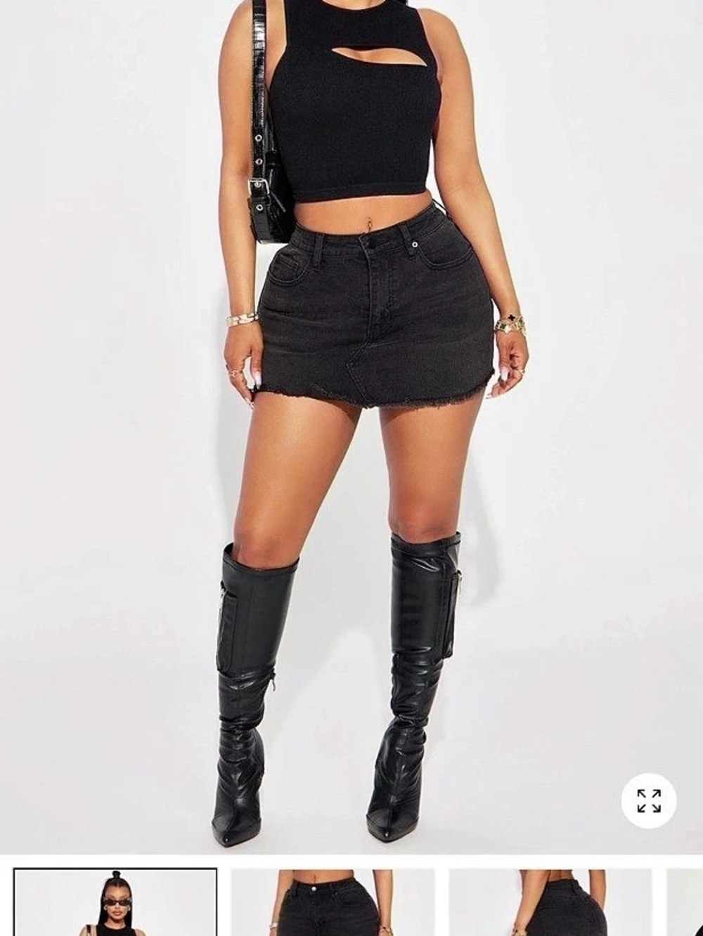 Black Denim mini skirt